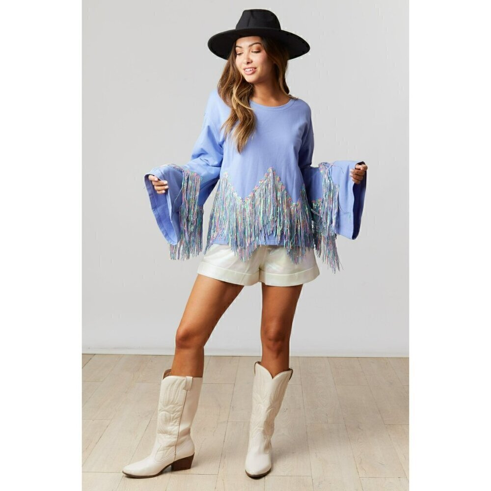 Periwinkle Pop Unicorn Fringe Top - Picture 4 of 8
